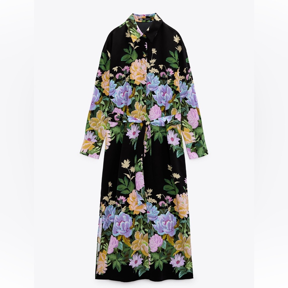 Zara Floral Satin Effect Dress - Picture 7 of 8